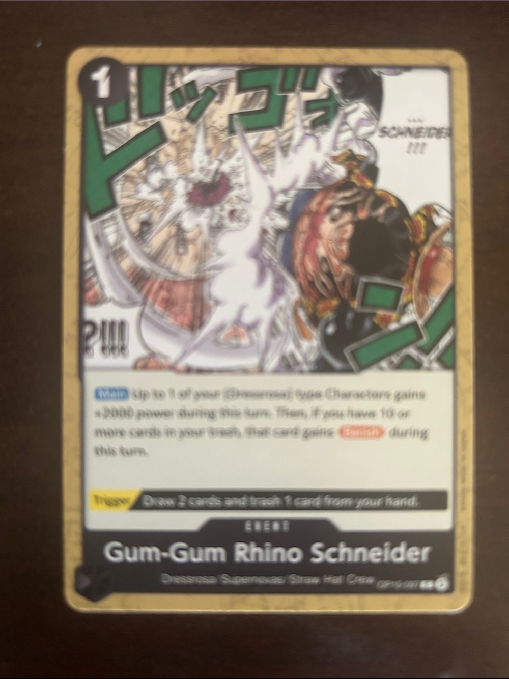 Onepiece Gum-Gum Rhino Schneider Trading Card - Beige/Green